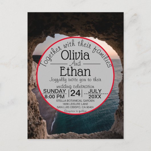 Uitnodiging tot briefkaart voor het strandbruiloft (Voorkant)