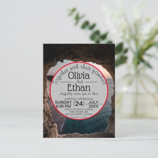 Uitnodiging tot briefkaart voor het strandbruiloft (Staand voorkant)