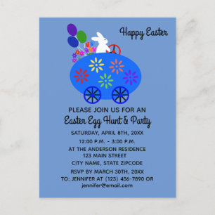 Uitnodiging tot Briefkaart voor paasbunny Egg auto