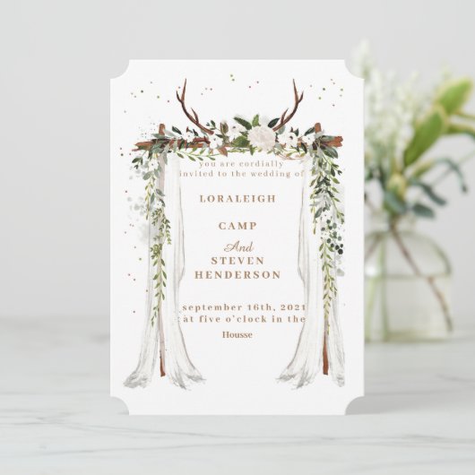 Uitnodiging tot bruiloft (Staand voorkant)