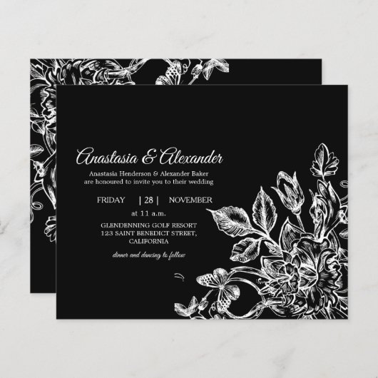  Uitnodiging tot bruiloft. (Voorkant / Achterkant)