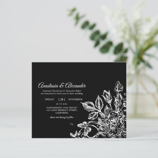 Uitnodiging tot bruiloft. (Staand voorkant)