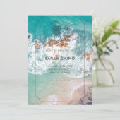 Uitnodiging tot bruiloft door het zee (Staand voorkant)