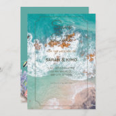 Uitnodiging tot bruiloft door het zee (Voorkant / Achterkant)