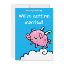 Uitnodiging tot bruiloft Flying Piggy