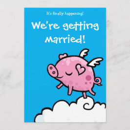 Uitnodiging tot bruiloft Flying Piggy