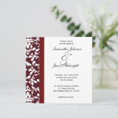 Uitnodiging tot bruiloft in Birgundy damask (Staand voorkant)
