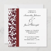 Uitnodiging tot bruiloft in Birgundy damask (Voorkant)