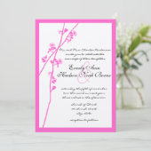 Uitnodiging tot bruiloft in Bright roze Wild Flowe (Staand voorkant)