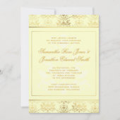Uitnodiging tot bruiloft in ivoor en gouden Damask (Voorkant)