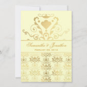 Uitnodiging tot bruiloft in ivoor en gouden Damask (Achterkant)