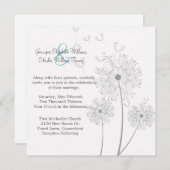 Uitnodiging tot bruiloft in witte en grijze dandel (Voorkant / Achterkant)