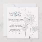 Uitnodiging tot bruiloft in witte en grijze dandel (Voorkant)