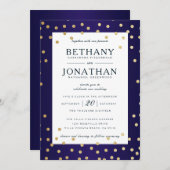 Uitnodiging tot bruiloft in zee en goud (Voorkant / Achterkant)