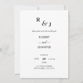 Uitnodiging tot bruiloft in zwart-wit en witrijk (Voorkant)