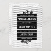 Uitnodiging tot bruiloft in zwart-witkleuren (Voorkant / Achterkant)