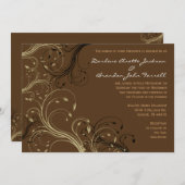 Uitnodiging tot bruiloft in zwarte, bruine en witt (Voorkant / Achterkant)