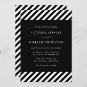 Uitnodiging tot bruiloft in zwarte en witte modern (Voorkant / Achterkant)