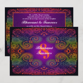 Uitnodiging tot bruiloft kleurig regenboogpaisley (Voorkant / Achterkant)