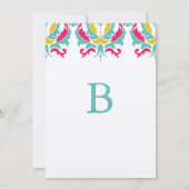 Uitnodiging tot bruiloft met donkerroze roze gele  (Achterkant)