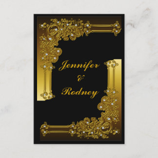 Uitnodiging tot bruiloft met zwarte en gouden RSVP