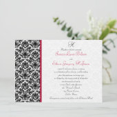 Uitnodiging tot bruiloft met zwarte, witte en rode (Staand voorkant)