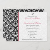 Uitnodiging tot bruiloft met zwarte, witte en rode (Voorkant / Achterkant)