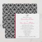 Uitnodiging tot bruiloft met zwarte, witte en rode (Voorkant / Achterkant)