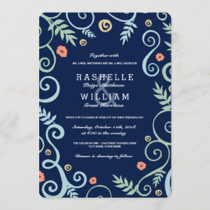 Uitnodiging tot bruiloft Navy Elegance