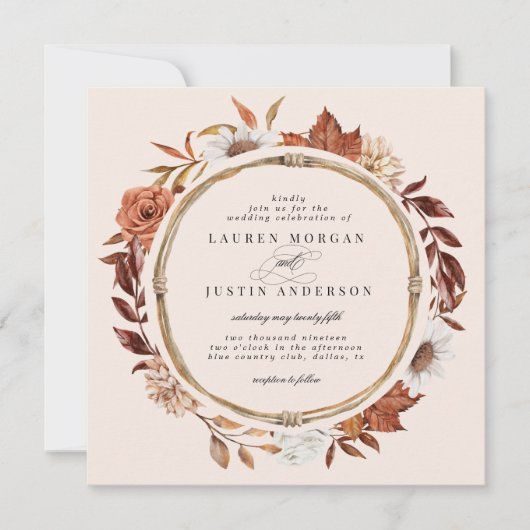 Uitnodiging tot bruiloft op het Plein van de Rusti (Voorkant)