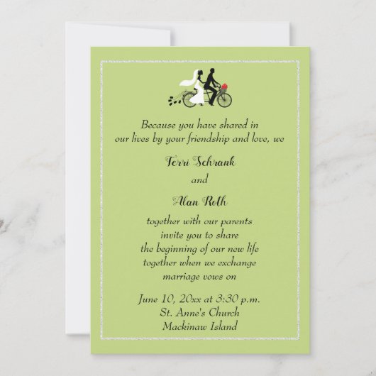 Uitnodiging tot bruiloft op Mackinaw-eiland met fi (Voorkant)