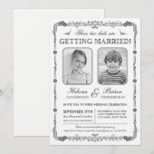 Uitnodiging tot bruiloft op oude schoolfoto's (Voorkant / Achterkant)