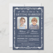 Uitnodiging tot bruiloft op oude schoolfoto's (Voorkant)