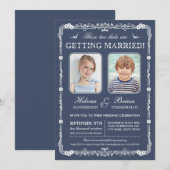 Uitnodiging tot bruiloft op oude schoolfoto's (Voorkant / Achterkant)