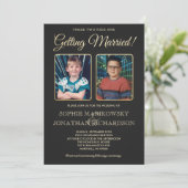 Uitnodiging tot bruiloft op oude schoolfoto's (Staand voorkant)