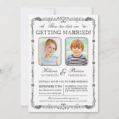 Uitnodiging tot bruiloft op oude schoolfoto's (Voorkant)