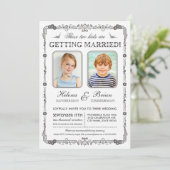 Uitnodiging tot bruiloft op oude schoolfoto's (Staand voorkant)