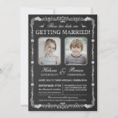 Uitnodiging tot bruiloft op oude schoolfoto's (Voorkant)