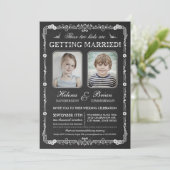 Uitnodiging tot bruiloft op oude schoolfoto's (Staand voorkant)