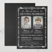 Uitnodiging tot bruiloft op oude schoolfoto's (Voorkant / Achterkant)