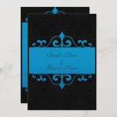 Uitnodiging tot bruiloft - Pastel Ocean Blue en Bl (Voorkant / Achterkant)