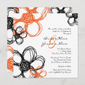 Uitnodiging tot bruiloft rond zwarte en Oranje wil (Voorkant / Achterkant)