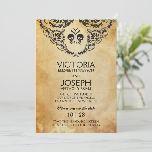 Uitnodiging tot bruiloft - Schuif- en kruisgraten (Staand voorkant)