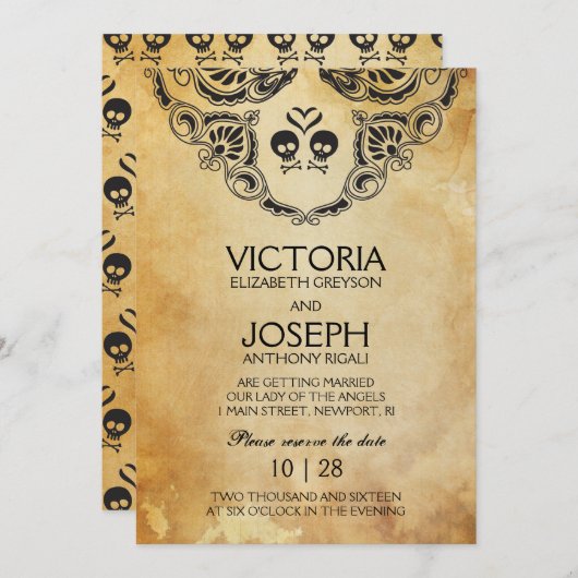 Uitnodiging tot bruiloft - Schuif- en kruisgraten (Voorkant / Achterkant)