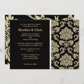 Uitnodiging tot bruiloft tussen Black en Ivory Dam (Voorkant / Achterkant)