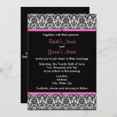 Uitnodiging tot bruiloft tussen zwart en wit (Voorkant / Achterkant)