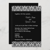 Uitnodiging tot bruiloft tussen zwart en wit (Voorkant / Achterkant)