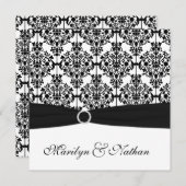 Uitnodiging tot bruiloft tussen zwart en wit (Voorkant / Achterkant)