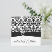 Uitnodiging tot bruiloft tussen zwart en wit (Staand voorkant)