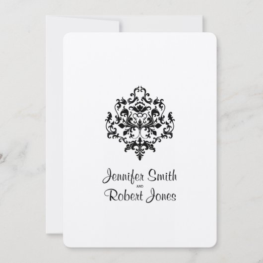 Uitnodiging tot bruiloft tussen zwart en wit (Voorkant)